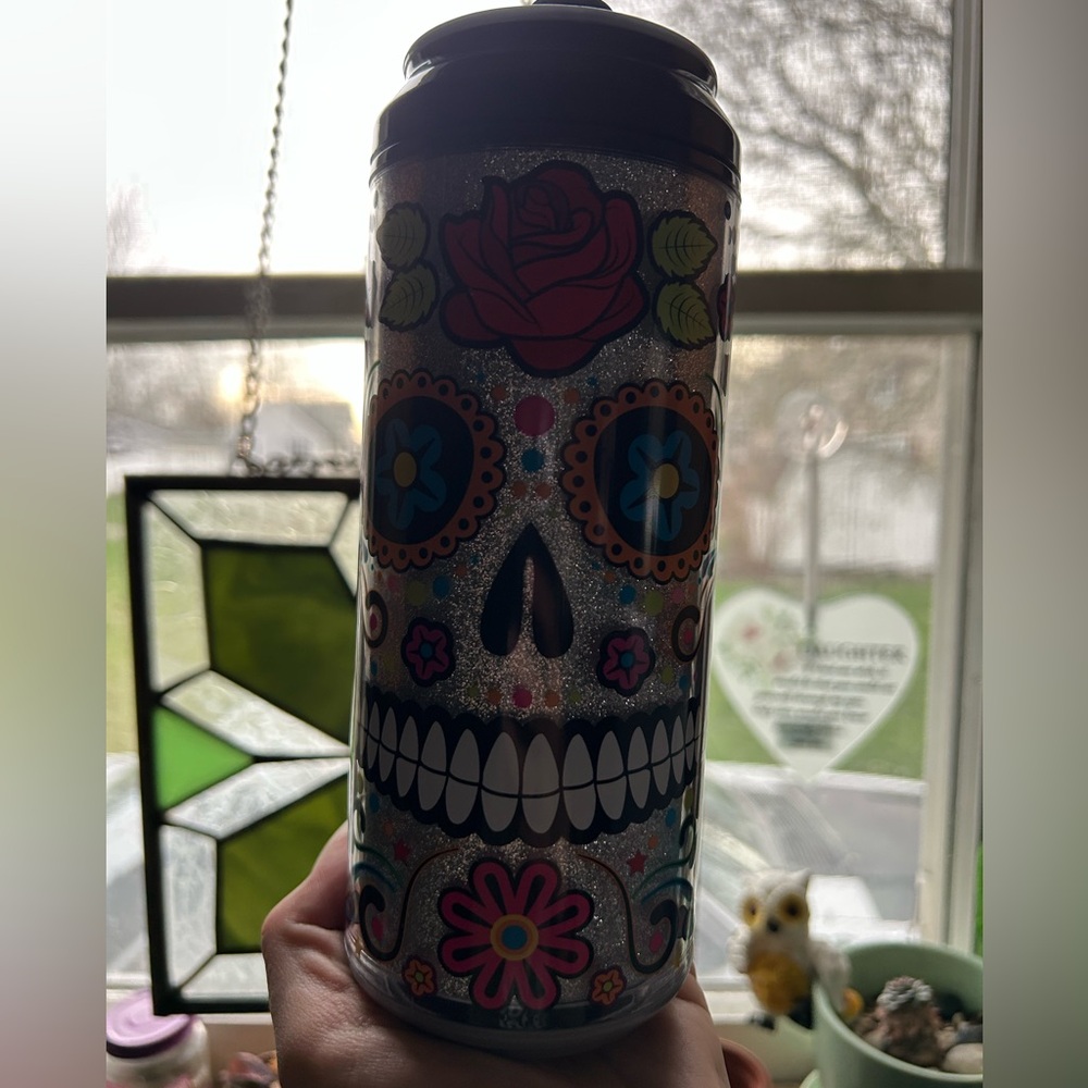 Glittering Sugar Skull Travel Mug